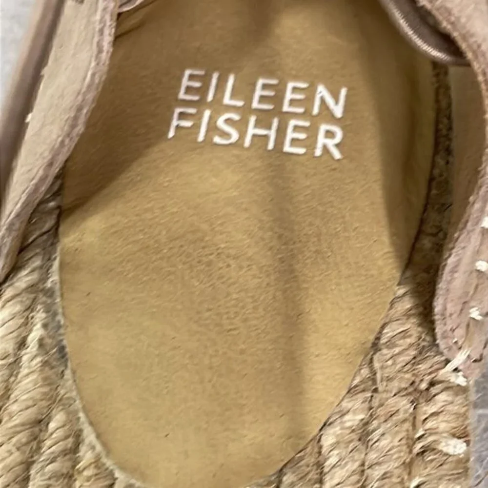 Eileen Fisher Lace Up Espadrille Sandals Lee Beige Tan Suede DIY Needs Repair 9